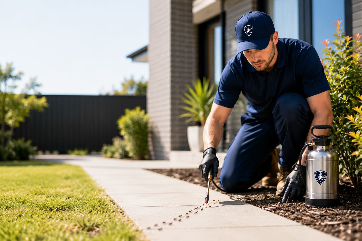 Professional ant control technician treating a Melbourne home with safe ant pest control by Ozzie Pest Solution