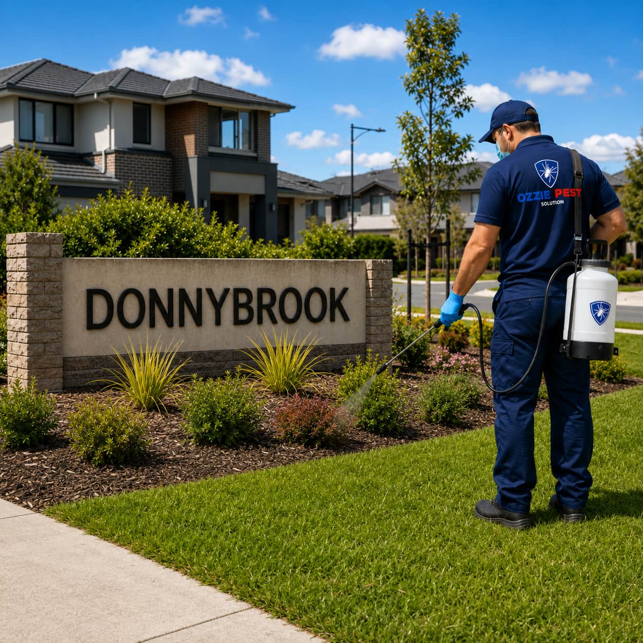 Licensed Ozzie Pest Solution technician providing professional pest control services at a residential home in Donnybrook Melbourne