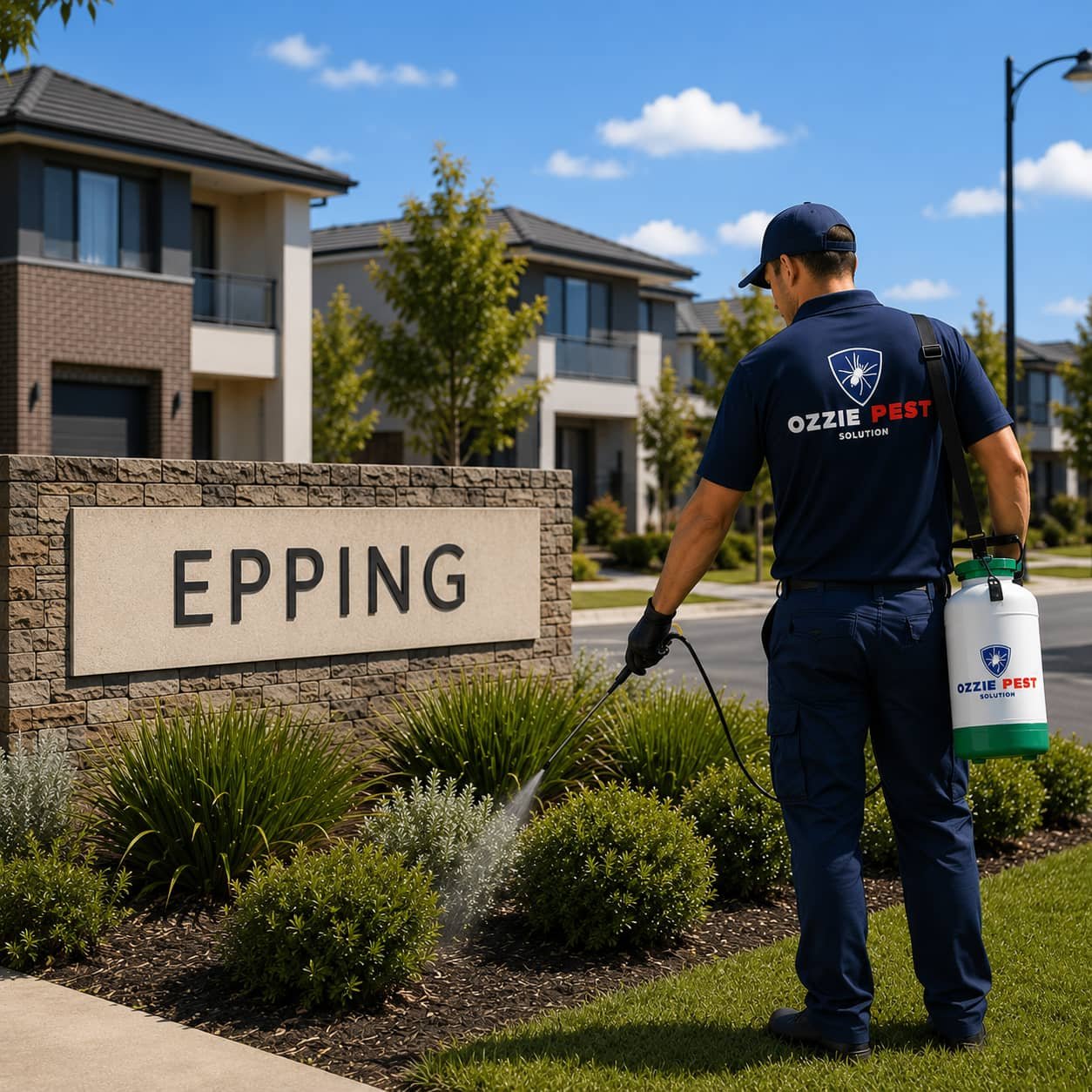Licensed Ozzie Pest Solution technician providing professional pest control services at a residential home in Epping Melbourne