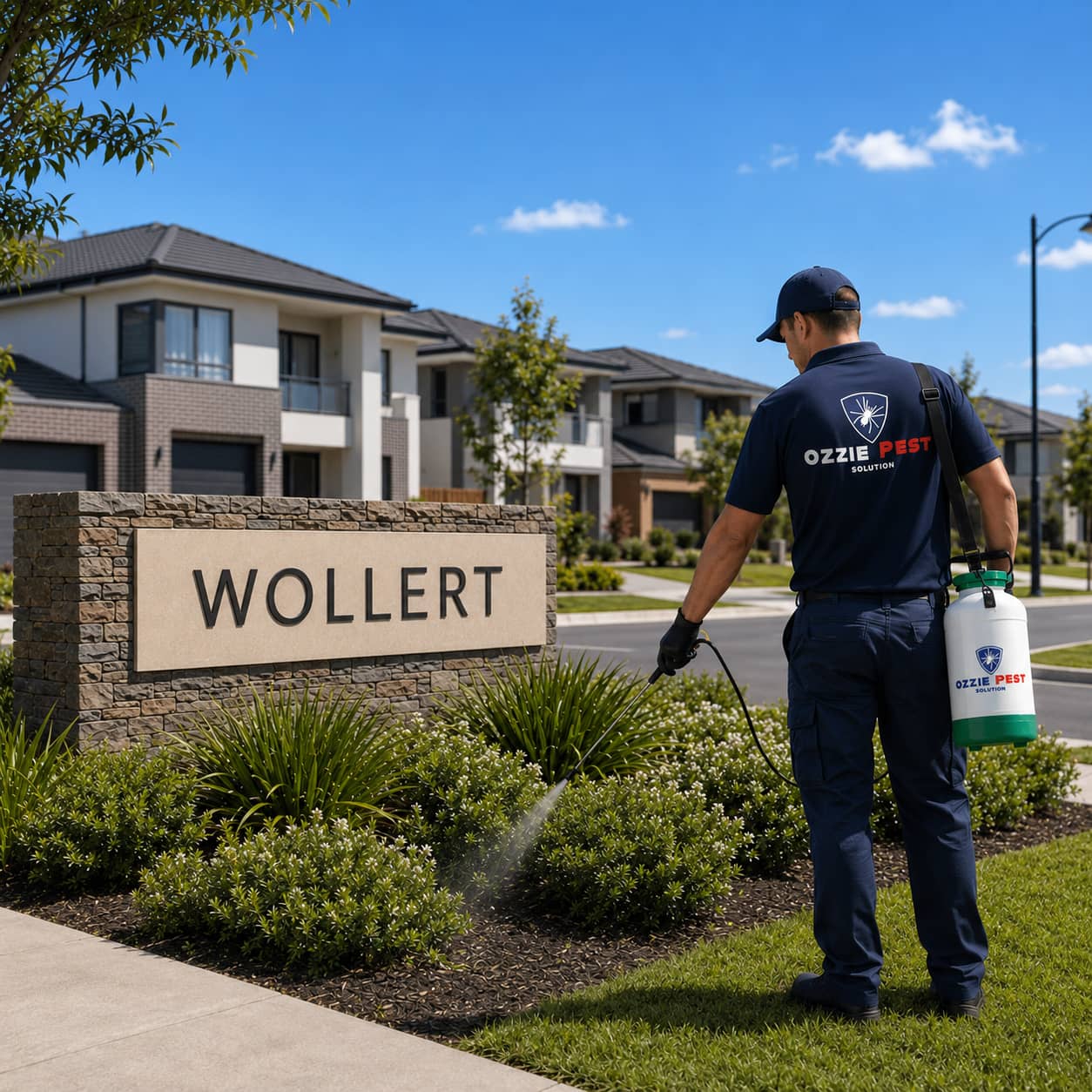 Licensed Ozzie Pest Solution technician providing professional pest control services at a residential home in Wollert Melbourne