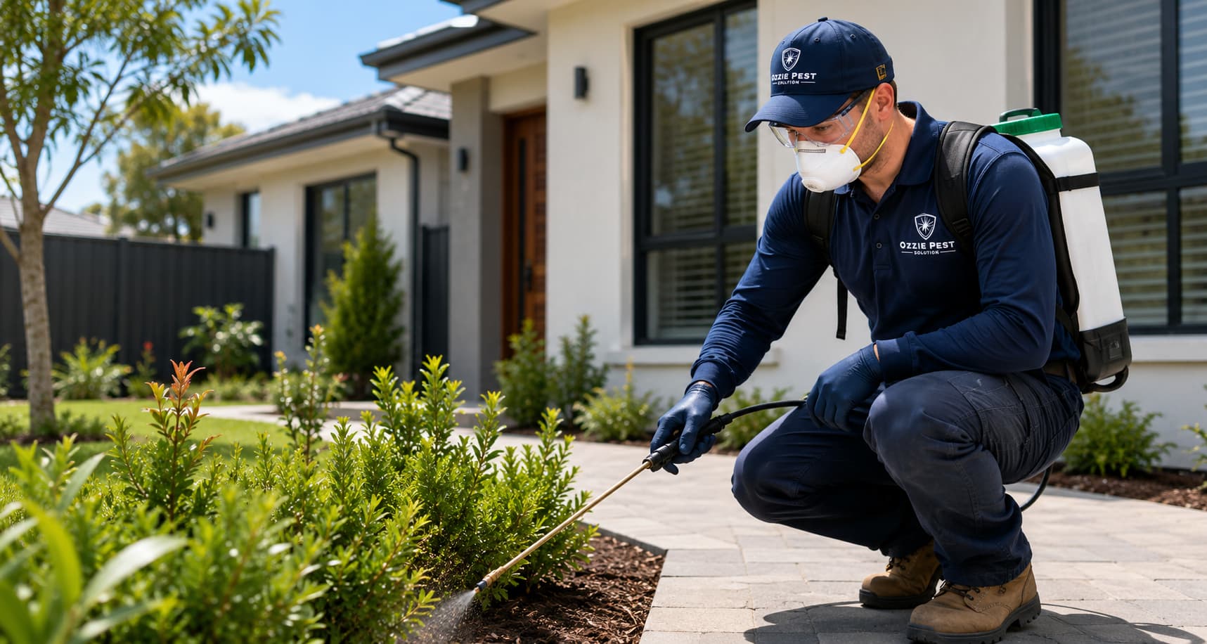 Professional spider control technician treating a home in Melbourne